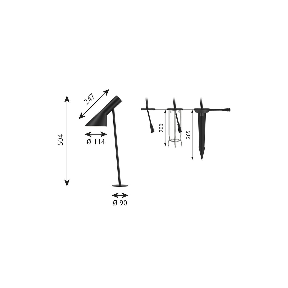 AJ Garden Pullert med spyd H:50cm - Påbygg