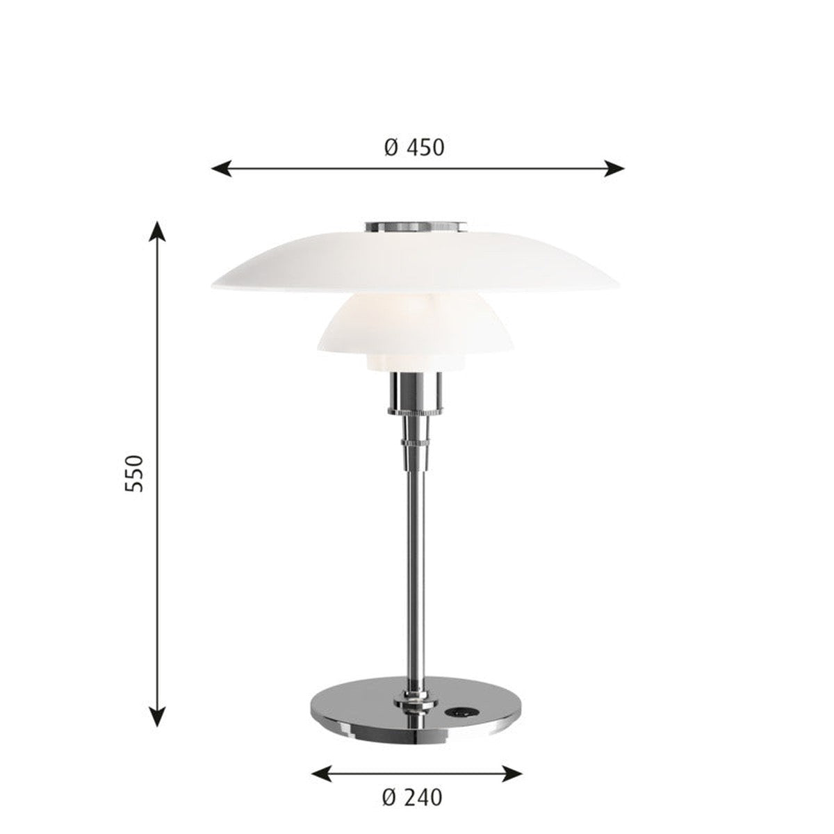 PH 4½-3½ glass bordlampe Hvit